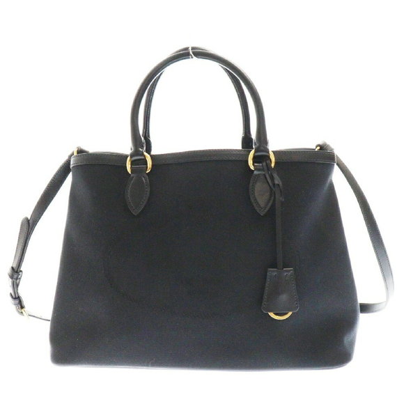 Prada Jacquard Shoulder Bag Black Canvas Leather - Picture 1 of 5